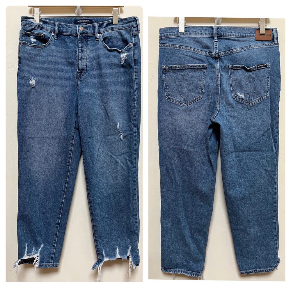 Calvin Klein Jeans Distressed High Rise Size 32 Jean 24 Inch Inseam